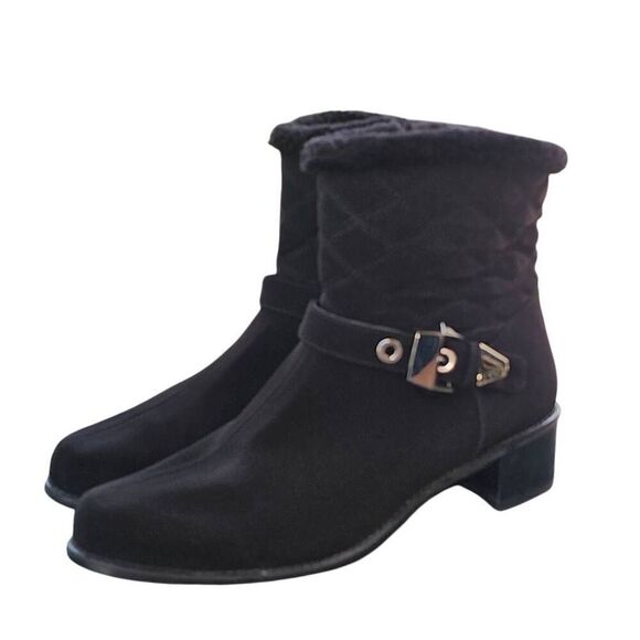 Stuart Weitzman Gorby Waterproof Bootie Black Z3878 Women's Size 8.5 M - Picture 1 of 9